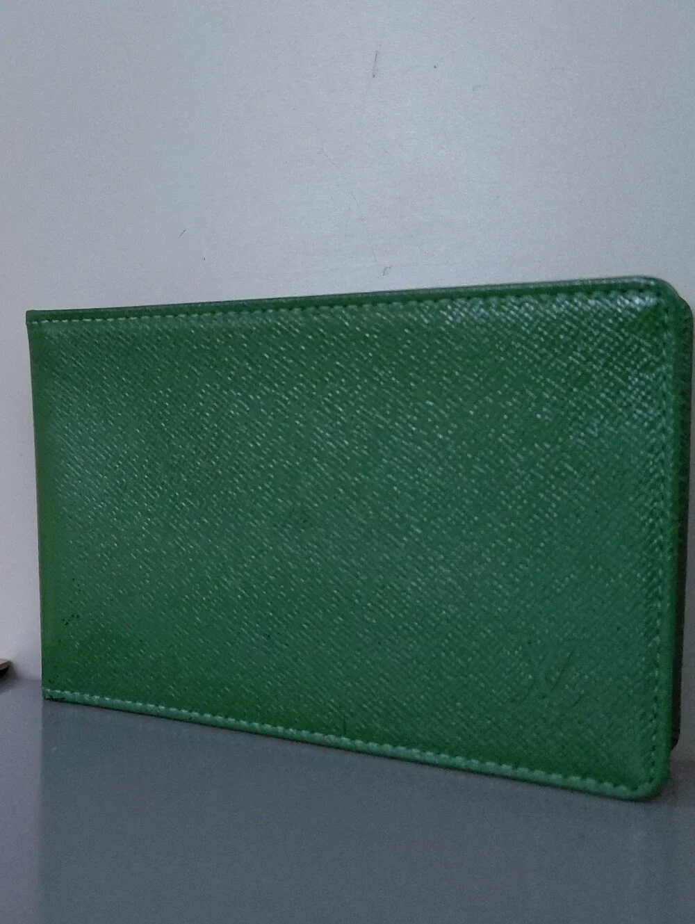 Louis Vuitton Green Textured Leather Card Holder